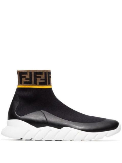 Fendi Logo High-Top Stretch Sock Sneakers