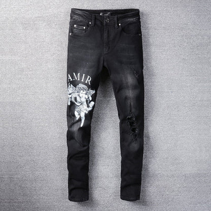 Amiri Jeans Black Letter Angel Printing