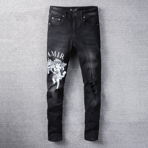 Amiri Jeans Black Letter Angel Printing