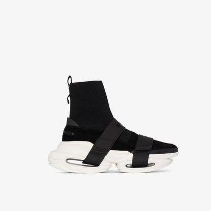 Balmain High Top Leather Sneakers