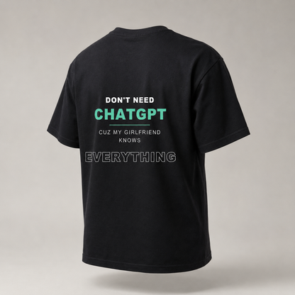 Don't Need ChatGPT black T-shirt — studio back view